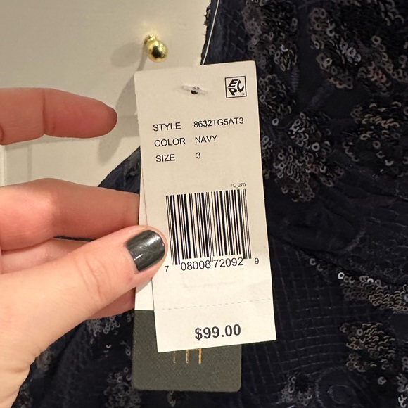 NWT City Vibe Lace-Sequin-Embroidered Mesh Overlay Fit-And-Flare Party Dress - Picture 4 of 15